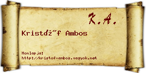 Kristóf Ambos névjegykártya